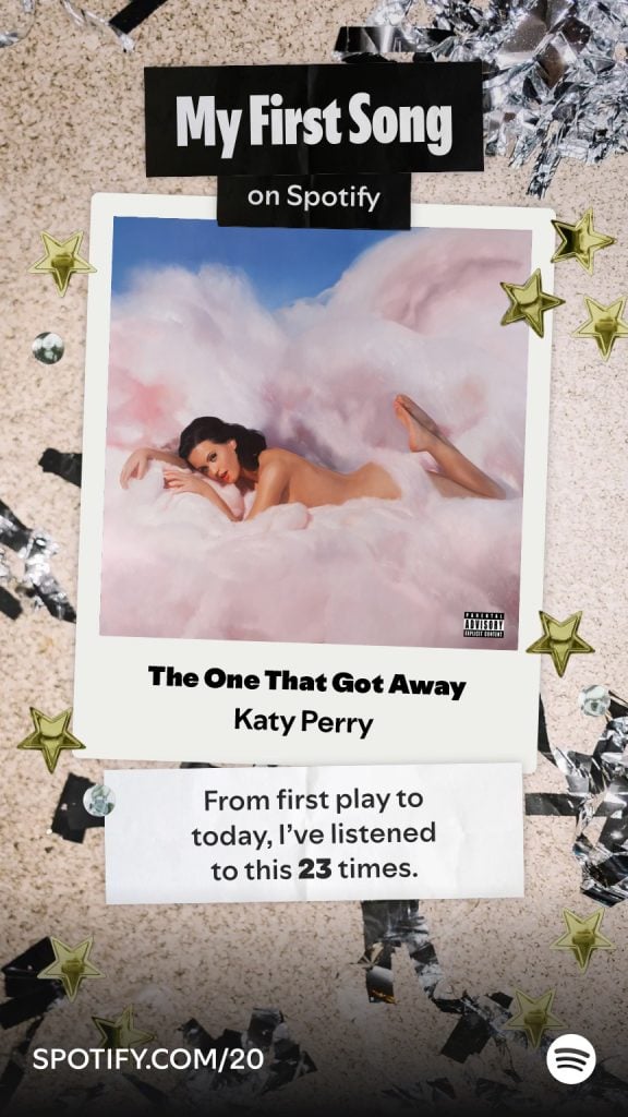 Spotify celebra sus 20 años con un Wrapped que revive tu historial musical 3 Spotify20 MyFirstSong KatyPerry 23695487987345 576x1024 1