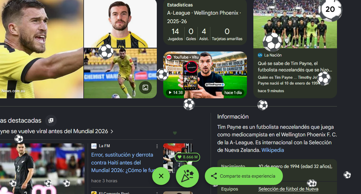 Google se suma al fenómeno Tim Payne con una función especial en su buscador 3 Nueva pestana Google Chrome 3 06 2026 15 53 20 edited