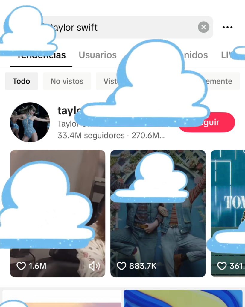 Taylor Swift y Toy Story 5: la cantante presenta un nuevo single para la película de Pixar 5 Si buscas Taylor Swift en TikTok aparecen nubes características de Toy Story