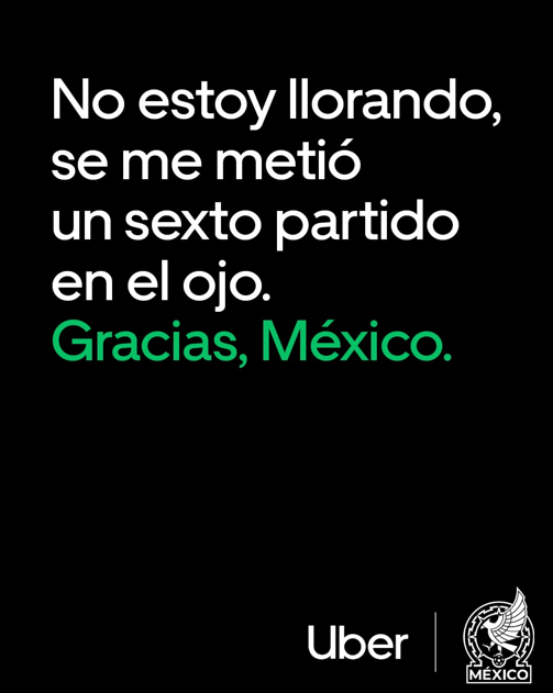 Del “¿Y si sí?” al orgullo: así reaccionaron las marcas tras la eliminación de México en el Mundial 2026 4 Así reaccionó UBER tras la eliminación de México en el Mundial 2026