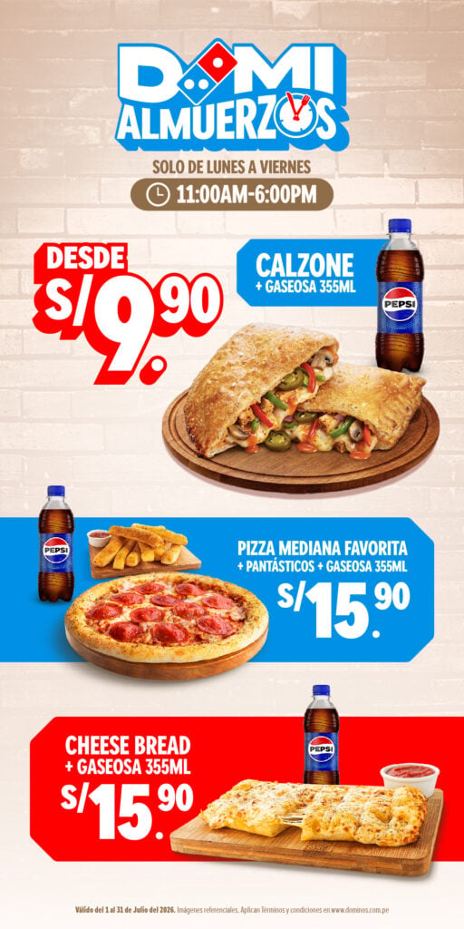 Tres propuestas, distintos momentos de consumo: estas son las novedades que trae Domino's en Fiestas Patrias 9 KV domialmuerzo 1