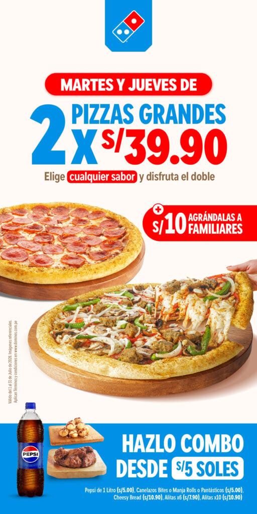 Tres propuestas, distintos momentos de consumo: estas son las novedades que trae Domino's en Fiestas Patrias 6 KV martesyjueves 1