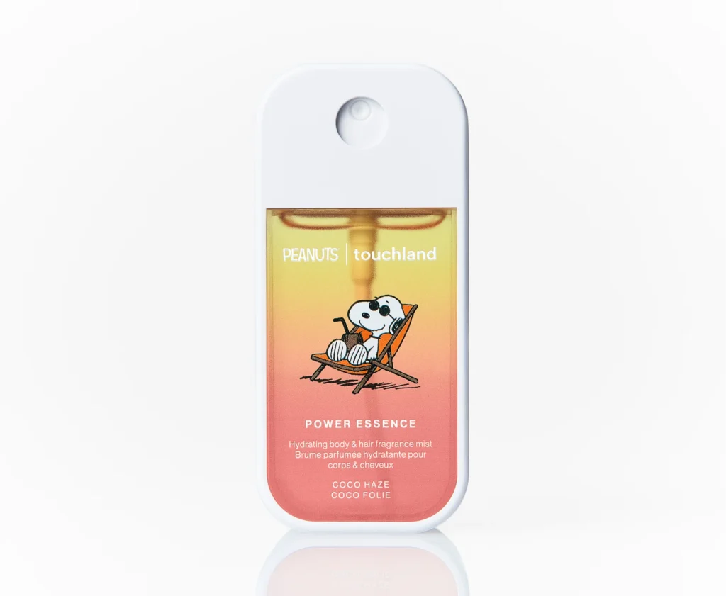 Touchland y Peanuts lanzan colección protagonizada por Snoopy y Woodstock 3 Touchland y Peanuts lanzan fragancia de cuerpo y cabello con envase de Snoopy