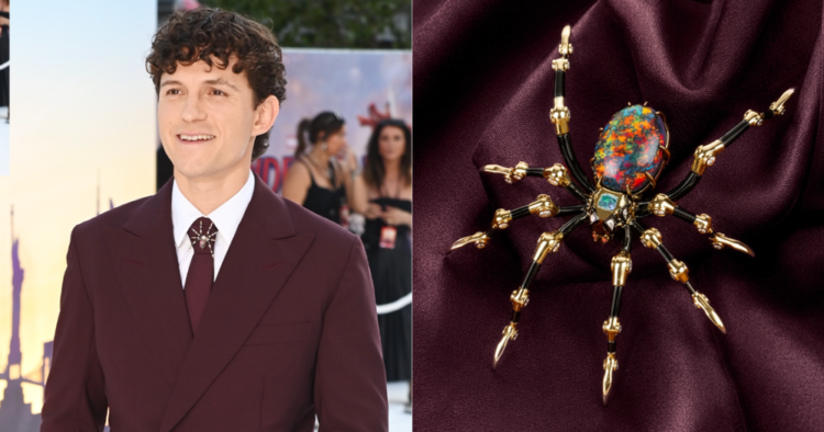 Tom Holland lució este lujoso broche con forma de araña en la alfombra roja de Spider-Man: Brand New Day 1 Spiderman