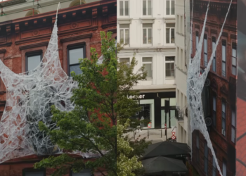 Spider-Man atrapa un auto gigante en Bruselas para promocionar "Brand New Day"