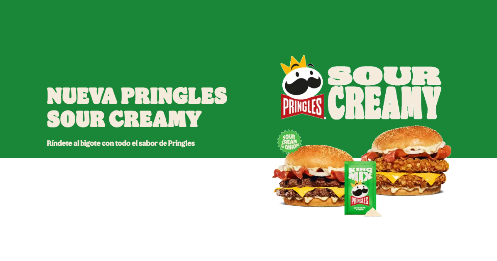 Burger King lanza hamburguesa con sabor a Pringles Sour Cream & Onion 3 El sabor de Pringles se incorpora a dos hamburguesas de Burger King