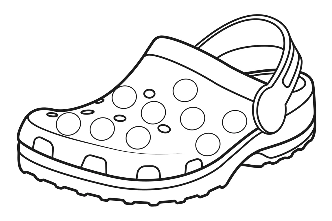 McDonald's lanza una Cajita Feliz de Crocs con 12 mini llaveros coleccionables 5 Black-and-white outline of a Crocs clog decorated with circular charm placeholders.