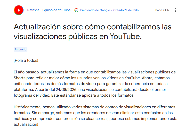YouTube anuncia que las vistas contarán desde el inicio de la reproducción 2 image 184