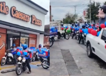 Caravana de Domino’s rodea un local de Little Caesars y desata una “guerra de pizzas”