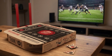 Pizza Hut convierte su caja de pizza en un campo de fútbol americano