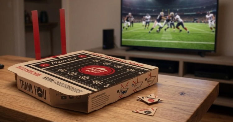 Pizza Hut convierte su caja de pizza en un campo de fútbol americano 1 Pizza Hut convierte su caja de pizza en un campo de fútbol americano
