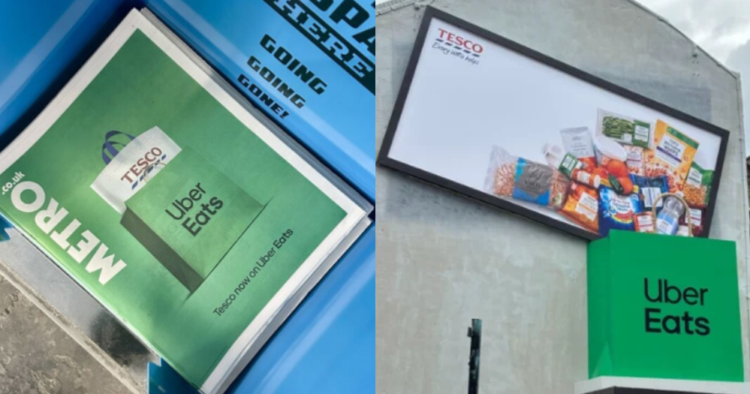 Tesco entra a Uber Eats y una bolsa gigante lo hace literal