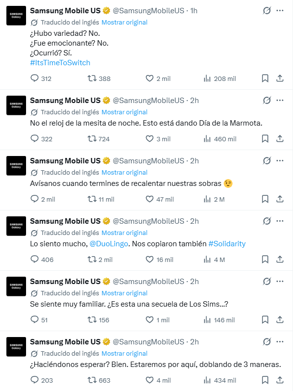 "Ellos también nos copiaron": Samsung y Duolingo reaccionan al lanzamiento del iPhone Duo 3 Samsung reacciona al lanzamiento del iPhone Duo.