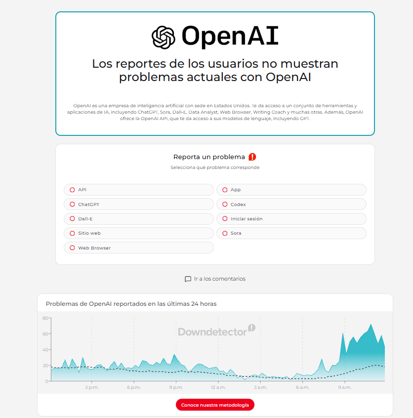 Caída de ChatGPT: usuarios reportan fallas en el chatbot de OpenAI 4 image 300