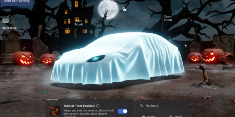 Tesla celebra Halloween con autos que emiten sonidos de terror y luces intermitentes