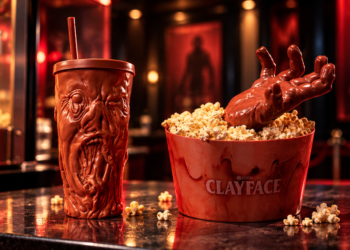 Clayface llega a los cines con palomeras con manos monstruosas y vasos con rostros deformados del villano de DC