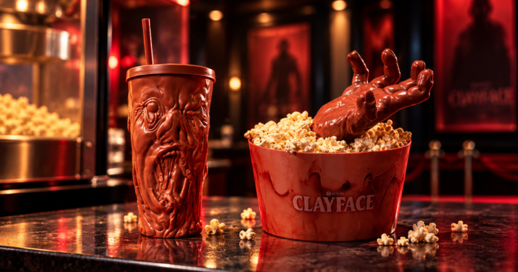 Clayface llega a los cines con palomeras con manos monstruosas y vasos con rostros deformados del villano de DC