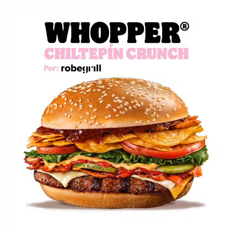 Burger King y RobeGrill lanzan una Whopper con chiltepín y papas crujientes en México 2 ¿Qué ingredientes tiene la nueva Whopper Chiltepín Crunch?
